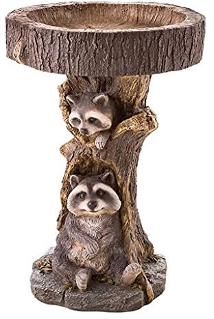 Tanmo Polyresin Waschbär Vogeltränke Antiker Garten Vogelhäuschen Harz Outdoor Yard Decor