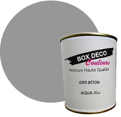 BOX DECO COLORES Pintura mueble madera interior a base de acrílico aspecto mate Aqua Madera - 750 ml, Gris Hormigón