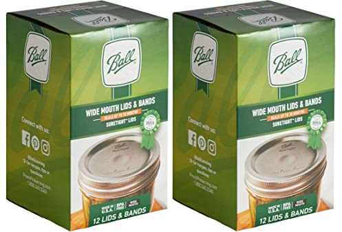 Ball Jars Wide Mouth Lids & Bands 2 Pack (24 Lids and 24 Bands)