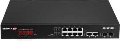 Edimax GS-5210PL - Switch Web Smart a lungo raggio a 12 porte Gigabit PoE+ VLAN di sorveglianza dotato di 2 porte Gigabit RJ45 e 2 porte SFP