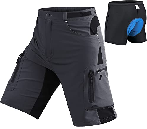 Seltrue MTB Hose Herren Radhose, Schnelltrocknende MTB Shorts mit 4D Sitzpolster, Mountainbike Hose Herren Fahrradhose, Elastische Radlerhose Outdoor Bike Shorts mit Verstellbaren Klettverschlüssen