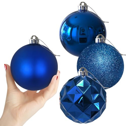 Weihnachtskugeln, Königsblau, XL, 10,2 cm, 4 Stück – Christbaumkugeln, Weihnachtsbaumkugeln, bruchsichere hängende Kugeln für Neujahr, Ostern, Valentinstag, Urlaub, Dekorationen