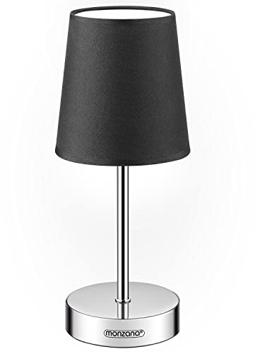 MONZANA® Nachttischlampe 32cm Stoffschirm E14 Grau Taupe Anthrazit Weiß Wohnzimmer Schlafzimmer Lampe Leuchte Tischlampe Nachttischleuchte Tischleuchte