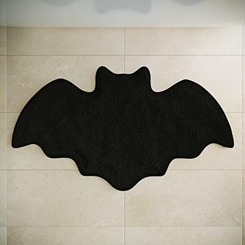 WITTIZA Halloween Bat Bath Mat - Rugs Decor Bats Bathroom Rug Decoration Black Gothic Gift Goth Gifts Set Room Decorations Spooky Witch Witchy Home Batman Cute Door Mats