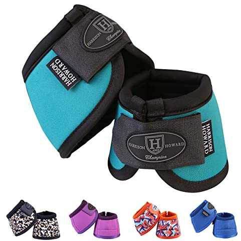 Harrison Howard Horse Bell Boots Overreach Bell Boots No-Turn Bell Boots for Horse-Durable Protective Hoof Boot Medium Size