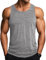 MAGCOMSEN Fitness Tanktops Herren Ärmelloses Sportunterhemden Gym Bodybuilding Muskel Shirts Herren Silm Fit Trainingsshirt UV Schutz Jogging Tops Sommer Essentials T-Shirt Hellgrau L