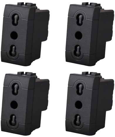 Presa Bipasso Bivalente 2P+T 10/16A, Compatibile Con Bticino Living Light (4 Pezzi, Nero)