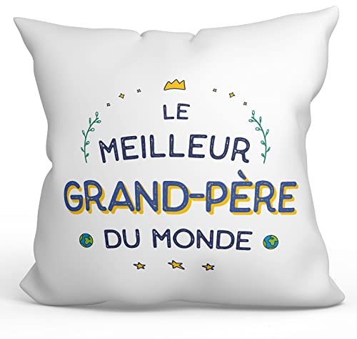 Mugffins Coussins/Oreillers avec Rembourrage pour Grand-PÈRE/Papy - 40x40 cm - en Français - Cadeau Original pour Grand-PÈRE - Le Meilleur du Monde