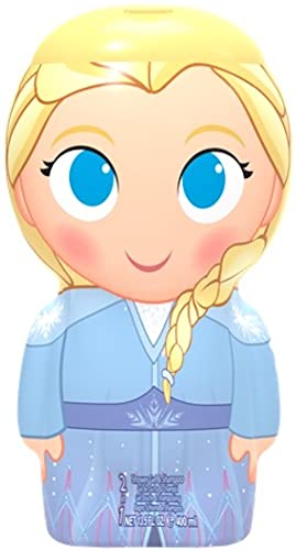 Frozen II Gel douche et shampoing avec formule de soin douce, figurine 3D Elsa (400 ml)