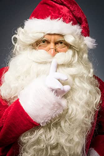 Weihnachtsmann Bart Perücke+Bart+Augenbrauen+Haarnetz Weiß Nikolaus Luxus Kostüm Perücken für Herren Damen Kinder Santa Claus Nikolaus Luxus Ruprecht Gott Karneval Cosplay Weihnachten Kostüm Wig 060