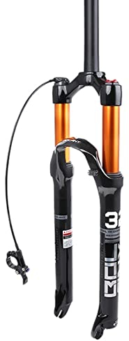 MTB Lightweight Magnesium Alloy Suspension Fork, 26/27.5/29 Pollici Dritto e spinale Forcella, 100 Millimetri Aria Forcella Shock (Manuale Lock-Remote Lock) (Color : Straight Tube Remote, S : 27.5in