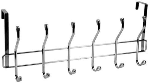 Best House Metal Chrome Finish Door Hook Clothes Hanger, Wall Hook Hanger Suitable for Living Room, Kitchen, Bathroom, 6-Hook Hanging Rack - Easy Install Space Saving Bathroom Hooks (Pack of 2)