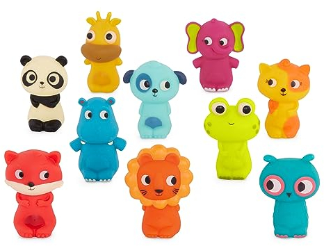 B. Toys – 10 Fingerpuppen – Bunte Tiere – Fuchs, Panda, Nilpferd, Giraffe, Hund – Löwe, Katze, Frosch, Elefant, Eule – Baby Spielzeug ab 10 Monaten – Pinky Pals Crew