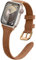 WoPail Leder Armband Damen für Apple Watch 41mm 40mm 38mm/Series 10 42mm für Apple Watch SE 2/SE für iWatch Series 10/9/8/7/6/5/4/3/2/1 Ersatzarmband Schlank Leicht Armbänder für 41mm 40mm 38mm Braun
