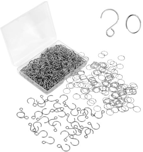 SAKRNIC 200PCS Stainless Steel Split Rings Connectors and Crystal Curtain S Shape Hooks for Chandelier,Suncatchers,Christmas Ornament Hooks