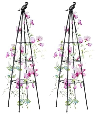 Treillis de Jardin,Lot de 2, 120cm Support de Plantes de Grimpantes pour Plantes en Pot,Fleurs, légumes et vignes,Treillis obélisque de Jardin, Support pour Plantes grimpantes