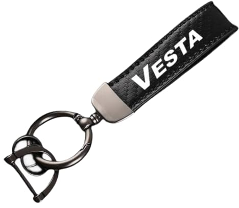 AMAZWI Auto Schlüsselanhänger für Lada Vesta,Leder Auto Schlüsselanhänger Autoschlüsselbund Ersatz Zubehör,Black