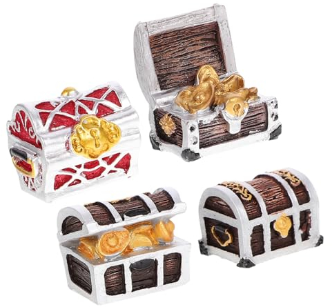 GRIRIW 4stücke Resin Aquarium Dekoration Mediterrane Schatztruhe Figuren Für Fischbecken Langlebige Und Detailreiche Unterwasserornamente Für Aquarien Und Teiche