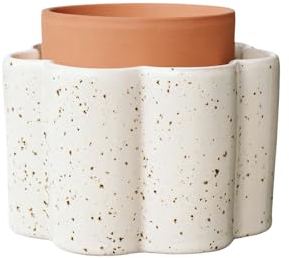 Pepin | Paula Pot Autonome en Céramique pour Plantes d'Intérieur | Arrosage Automatique et Écologique | Système d'Irrigation Naturel | Autonomie d'Environ 2 Semaines | Blanc Grainé - 30cl