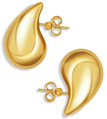 Ohrringe Dupes 18K Ohrringe Gold Drop Earrings Goldene Ohrringe Damen Hypoallergene Schleifen Ohrringe Leichte Waterdrop Hollow Ohrringe für Damen Mädchen
