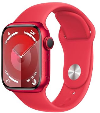 Apple Watch Series 9 [GPS, 41mm] - (Product) Red Aluminum Case with (Product) Red Sport Band, M/L (Renewed)