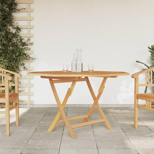 Rantry Gartentisch Klappbar Terrassentisch Möbel Balkontisch Tisch Klapptisch Garten Esstisch mit Sonnenschirmlochs Holztisch Achteckig 120x120x75 cm Massivholz Teak