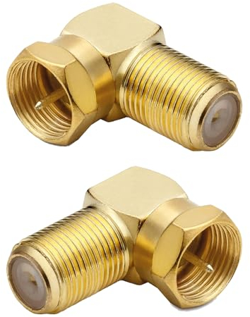 2 Stücke Sat Winkelstecker 90 Grad, Koax Winkelstecker, Antennenstecker Winkel für Antennenkabel, Satellitenkabel, Koaxialkabel, Vergoldet