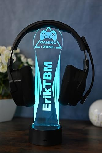 Optechvisual Personalisierte LED Kopfhörerhalterung, Gaming Dekoration Geschenkidee für Gamer und Zocker, 000000004