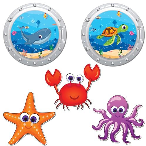 ZCCLINN Cruise Door Decorations Magnetic - 5pcs Large Ocean Animal Cruise Ship Cabin Door Magnets Decor, Under The Sea Funny Cruise Magnet Stickers for Fridge Refrigerator Cars Carnival Party Decor