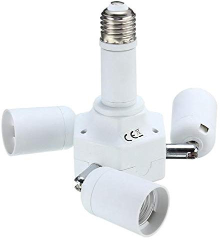Lamp Socket Adapter,Bayonet Light Fitting,Lamp Socket Base Converter,Socket Adapter,3 in 1 Rotatable E27 Base LED Light Lamp Bulb Adapter Holder Socket Splitter for Works with Any Lamp Style.