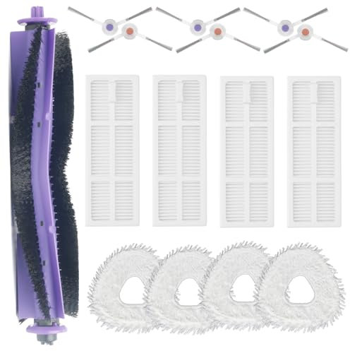 BUXEBUX 16 Stück Ersatzteile für Narwal Freo Roboter-Staubsauger-Ersatzzubehör-Set, 1 Hauptrollbürste, 4 Hepa-Filter, 4 Wischpads, 6 Seitenbürsten, 1 Reinigungswerkzeug.