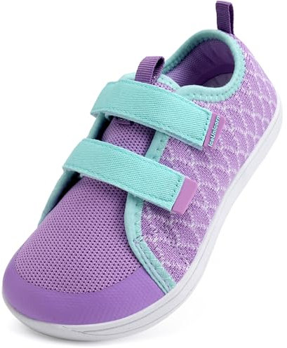 IceUnicorn Kinder Barfußschuhe Breite Zehenbox Jungen Mädchen Hausschuhe Minimalistische Outdoor Traillaufschuhe Walking Schuhe(Violett, 29EU Weit)