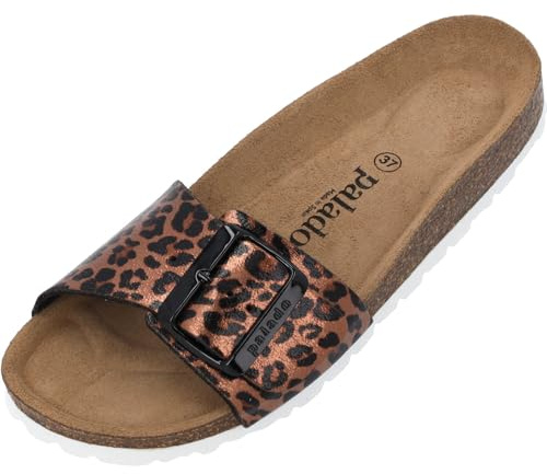 Palado Pantoletten Damen Malta EGS Leo - bequeme Sandeln Made in Spain - Hausschuhe mit dämpfendem Kork-Fußbett - modische Sommerschuhe