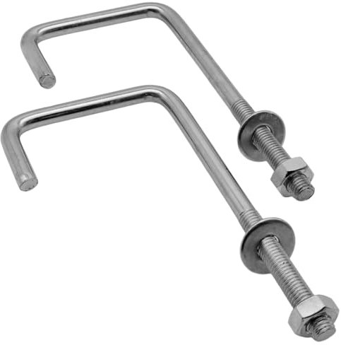 EMPULA M10 L Haken, Rohrhaken, Gewindehaken Stahl verzinkt 2 Stück mit Mutter & Scheibe (A: 210 x B: 102 x C: 70)
