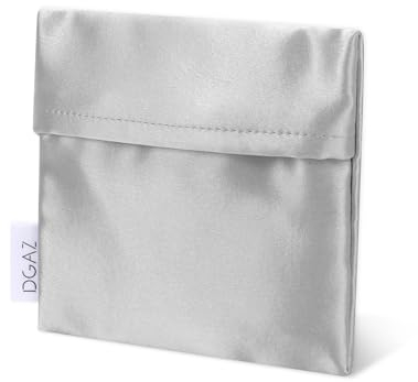 DGAZ Seide Menstruationstasche, Mädchen Period Bag für Slipeinlagen/Menstruationstassen/Kleine Tampons, Tragbare Tamponhalter Tasche, Mini Make-up Tasche für Frauen (Gris Perle)