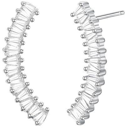 Ohrstecker Silber 925, Ohrstecker Silber Welle Zirkonia Ohrringe Damen