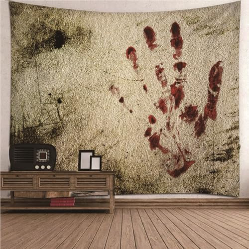 Wycian Wanddecke Deko Wandvorhang Schlafzimmer Rotbraun Blutige Handabdruckwand Mikrofaser Wandbehang Quer Upgrade Weich 150X130cm (Breite x Höhe)