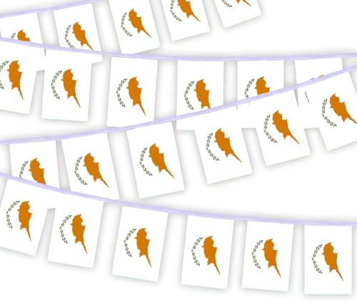30 Stück Zypern Flaggenkette Fahnen, 10 Meter zypriotisch Rechteck Seilfahnen, dekorative Banner verwendet, um Innenhöfe zu schmücken String Cyprus