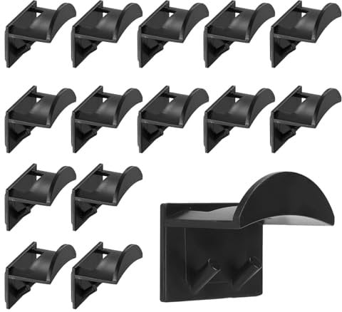 15 Pack Adhesive Baseball Cap Storage Hooks, Wall-Mounted Hat Rack & Organizer for Baseball Caps, No-Drill Hat Holder for Wall, Wardrobe & Door, Black, Supports 2k