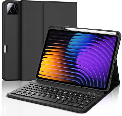 JADEMALL Xiaomi Pad 7 Pro Tastatur Hülle - für Xiaomi Pad 7/ Mi Pad 7 Pro 11,2 2024, Wireless Bluetooth Tastatur QWERTZ Deutsch, Schwarz