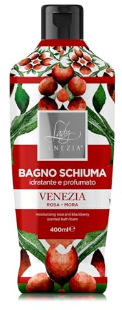 Lady Venezia Bagno Schiuma Idratante e Profumato, Collezione Ceramiche, 400ml (Rosa e Mora)