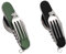 FUZVOL Folding Camping Cutlery Set Stainless Steel Portable Utensil 6 in 1 Multitool Outdoor Tableware for Travel, Hiking, Picnic (2 Pack), Black+Green
