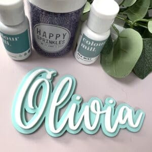 Personalised Name Charm Cake Topper Multicoloured Acrylic Happy Birthday Wedding Anniversary Cake Topper Custom Acrylic Topper Cake Decoration Cake Charms Name Plate in font 12 Double Layer