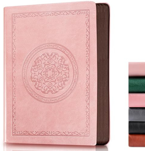 NATTHSWE Notizbuch A5 Liniert mit 300 Seiten & Softcover - 80g/m² Papier für Büro, Schule, Studium, Haushalt | Planungstagebuch, Business-Schreibbuch (HellRosa)
