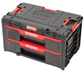 Qbrick System Werkzeugkoffer One Drawer 2 Toolbox 2.0 Black Werkzeugkasten mit 2 Schubladen IP66 Robust 24 kg Tragkraft Modular