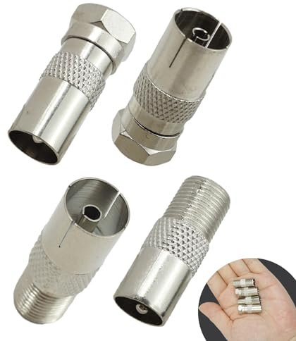 TV Aerial Connector Kit, 4PCS F Type Male to Female Coaxial Cable Connector Set for TV Ariel Connections, Satellite, Modem, Router, Compatible with Aerial Connectors, Audio Video, Coax Connectors