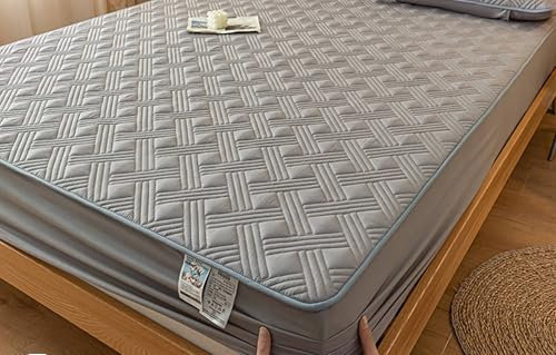 Spannbetttücher Warm Spannbettlaken 150X200cm Grau Einfarbig mit Eleganter Struktur Baumwolle (mit 2 Kissenbezüge) for All Season Upgrade