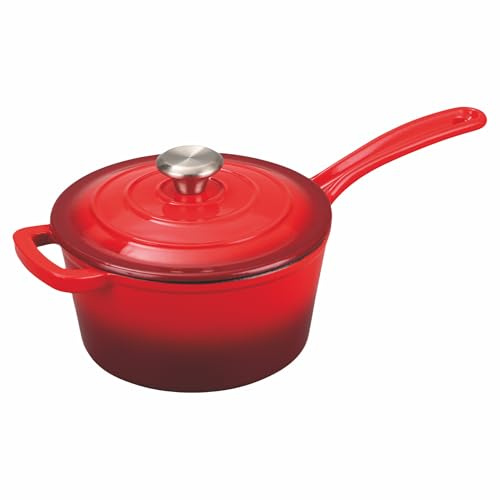 Galileo Casserole avec couvercle 19,3 cm en fonte émaillée, induction, rouge, Les Cocottes OuiChef