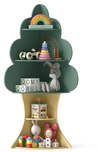 COSTWAY Libreria ad Albero per Bambini, Espositore per Libri a 5 Livelli con Anti-Ribaltamento, Libreria Angolare Salvaspazio per Camera da Letto Sala Giochi Asilo e Aula