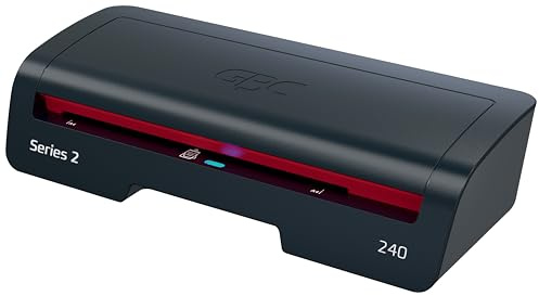 GBC 240 Home Office A4 Laminator – Fast 2-Minute Warm-Up, 75-125 Micron, Anti-jam, Auto Shut-Off, Includes 5X A4 Laminating Pouches, Black/Red, 4410068UK
